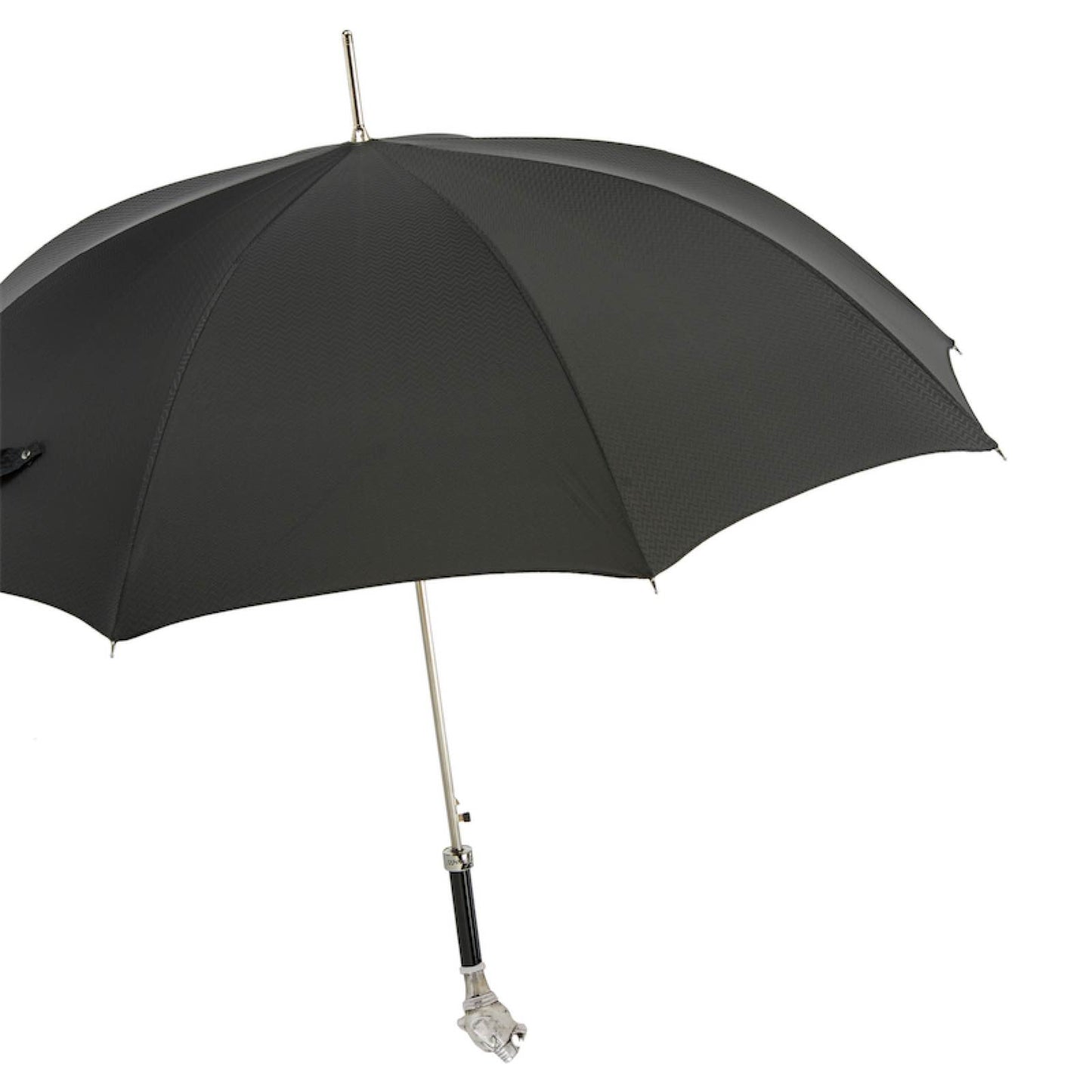 Pasotti Schwarzer Regenschirm mit Vintage Panther