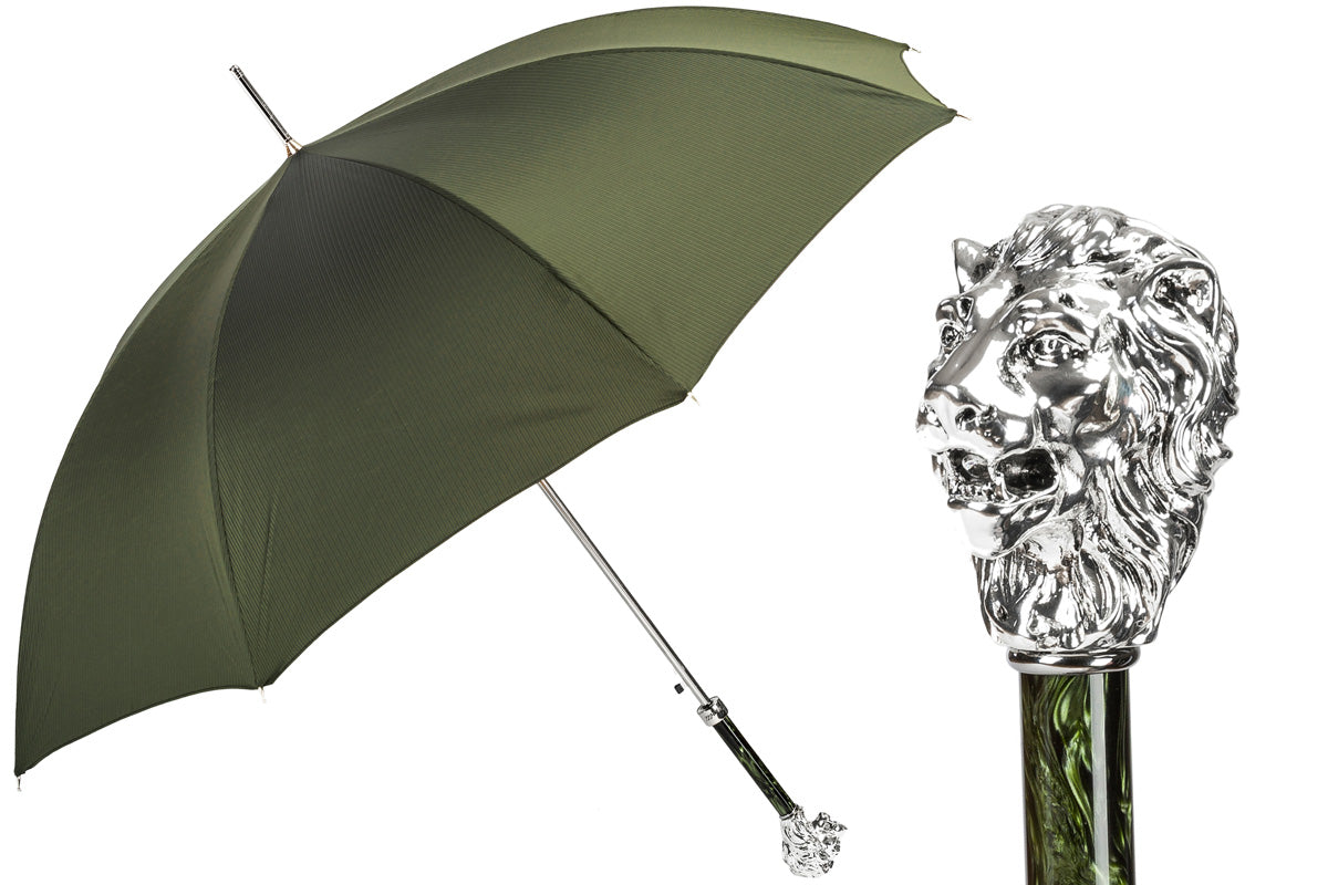 Pasotti Grün Regenschirm mit Silberner Löwe