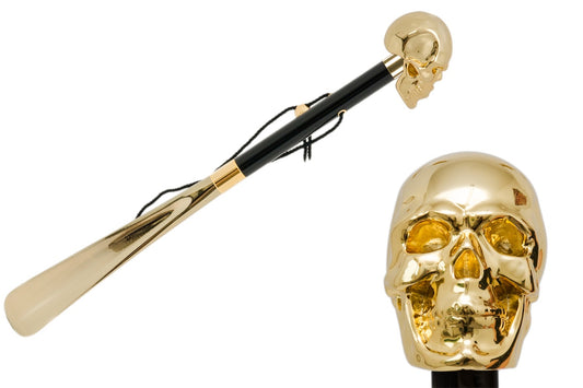 Pasotti Schuhanzieher mit Goldfarben Totenkopf